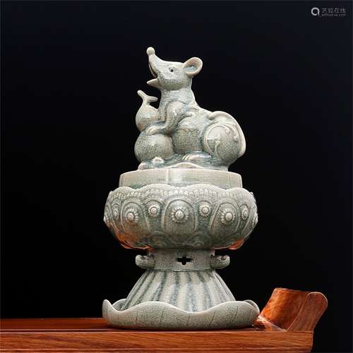 A ANCIENT CHINESE RU TYPE GLAZED RAT CAGE