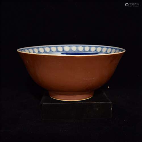 A CHINESE PORCELAIN BLUE AND WHITE BOWL