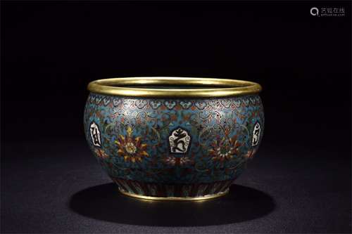 A CHINESE CLOISONNE GILT BRONZE FLOWER JAR