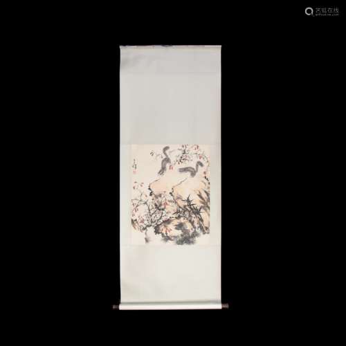 A CHINESE SCROLL PAINTING OF ANIMAI BY SUN QIFENG