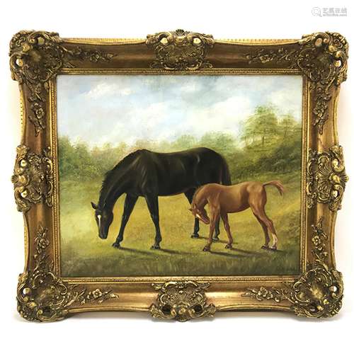 AN ENGLAND FRAMED STEED ILUSTRATION PAINTING BY R.MARSHALL