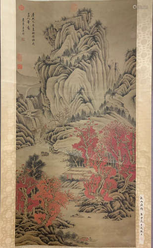 A CHINESE SCROLL PAINTING OF MOUNTAIN