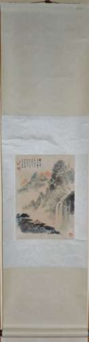 A CHINESE SCROLL PAINTING OF MOUNTAIN BY CHEN BANDING