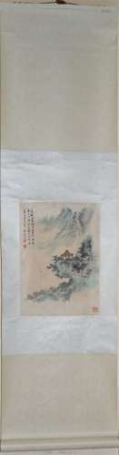 A CHINESE SCROLL PAINTING OF MOUNTAIN BY CHEN BANDING