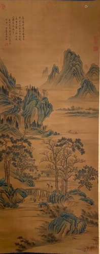 A CHINESE SCROLL PAINTING OF MOUNTAIN