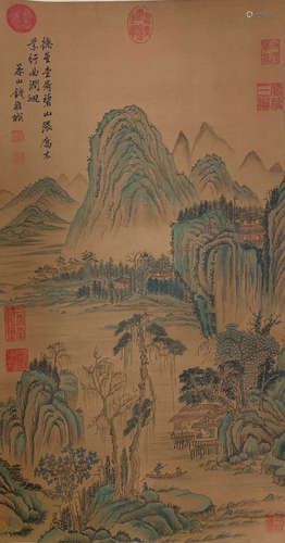 A CHINESE SCROLL PAINTING OF MOUNTAIN