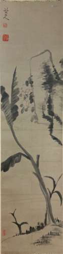 A CHINESE SCROLL PAINTING OF BANANA BY BA DA SHANREN