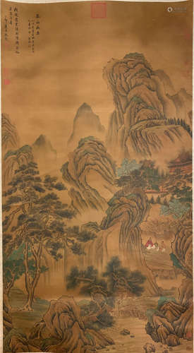 A CHINESE SCROLL PAINTING OF MOUNTAIN VIEWS BY GUO XI