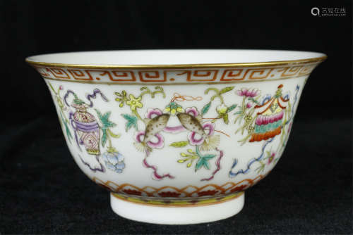 A CHINESE PORCELAIN  FAMILLE ROSE FLOWER AND FISH BOWL