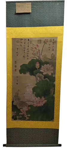 A CHINESE SCROLL PAINTING FLOWER AND BIRD  OF ZHAO CHANG