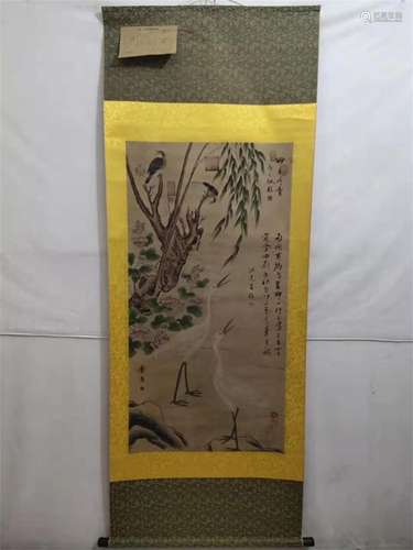 A CHINESE SCROLL PAINTING FLOWER AND BIRD  OF LI TANG