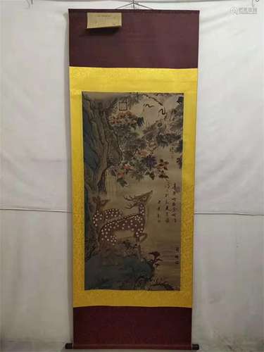 A CHINESE SCROLL PAINTING FLOWER