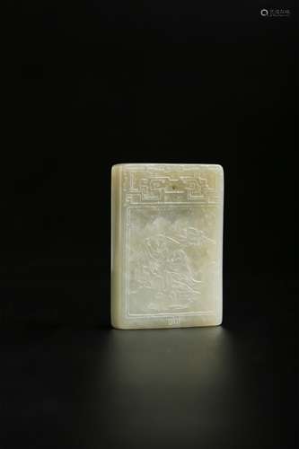 A CHINESE HETIAN JADE CARVED PEACH PLAQUE