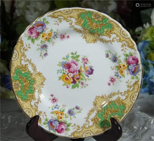 A FINE ENAMEL COLOR PAINTED FLOWER VIEWS PLATE