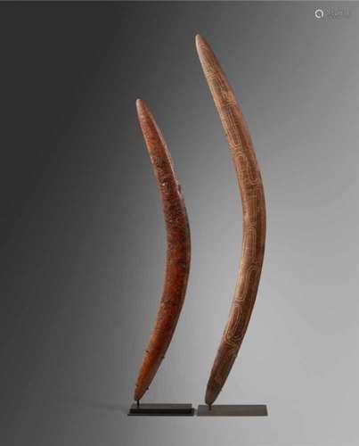 TWO ABORIGINE BOOMERANGS