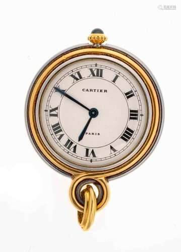 CARTIER 1980s Gold and steel pendant watch White d…