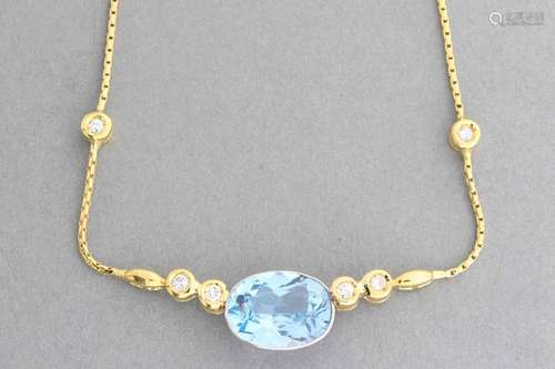 Gold necklace decorated with a golden aquamarine s…