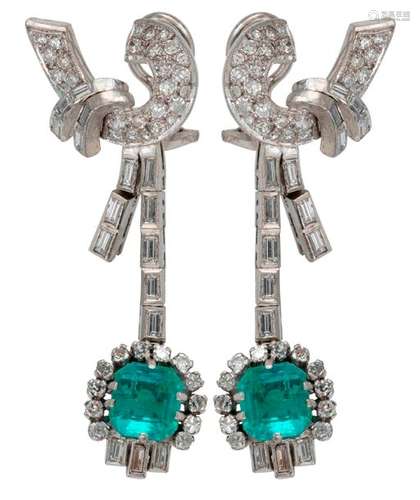 Pair of white gold earrings set with brilliants an…