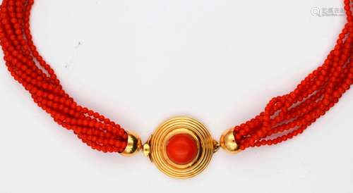 Necklace composed of seven rows of coral beads, th…