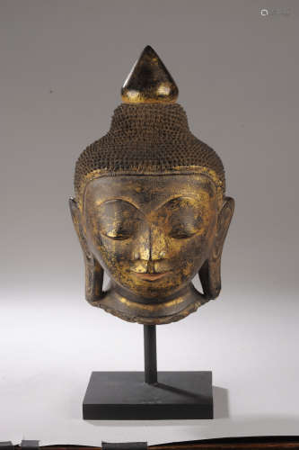 16th century painted stone Buddha'shead