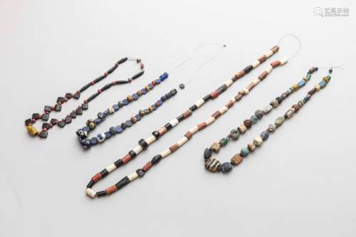 4 antic stone and ceramic necklaces