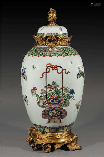 Porcelain covered vase with Napoleon III bronze