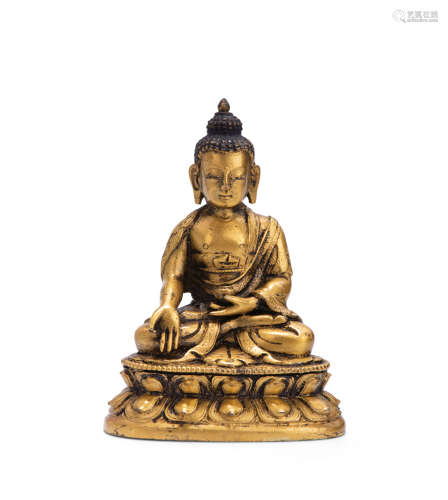 清代銅鎏金釋迦牟尼佛像