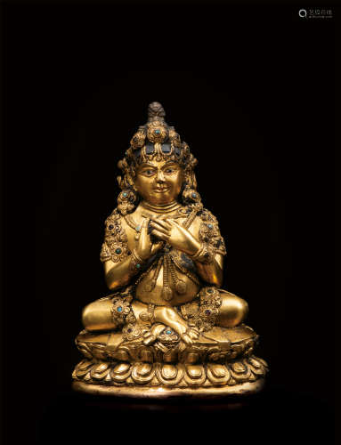 17世紀銅鎏金大成就者毗瓦巴像