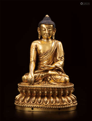 明永樂銅鎏金釋迦牟尼佛像