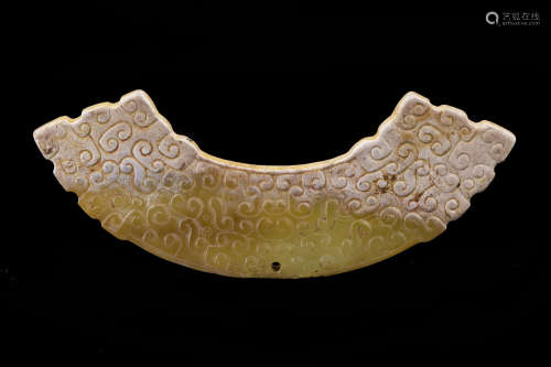 ARCHAIC JADE CARVED ORNAMENT, HUANG