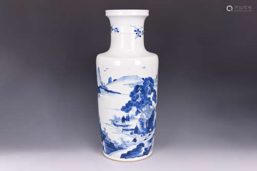 BLUE AND WHITE 'LANDSCAPE SCENERY' VASE