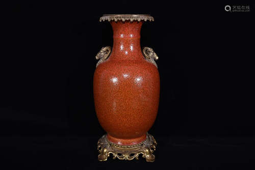 CITRUS PEEL GLAZED VASE ENCASED IN BRONZE