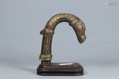 BRONZE CAST 'HORSE MASK' CANE HANDLE