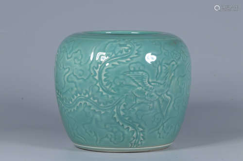 TURQUOISE GLAZED AND IMPRESSED 'DRAGON'S JARDINIERE