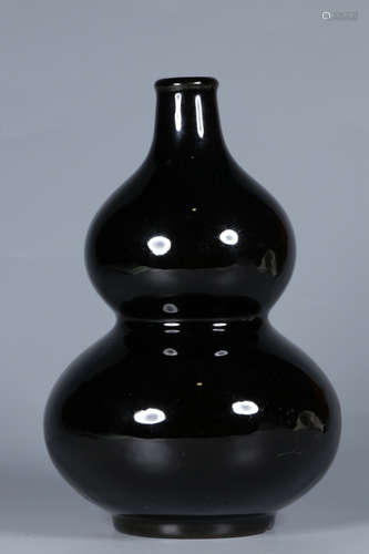 BLACK GLAZED ZISHA DOUBLE GOURD VASE