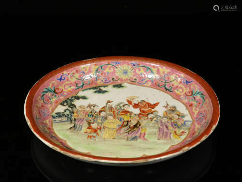 FAMILLE ROSE AND PINK GROUND 'CELESTIALS' DISH