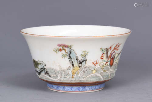 FAMILLE ROSE 'MYTHICAL ANIMALS' BOWL