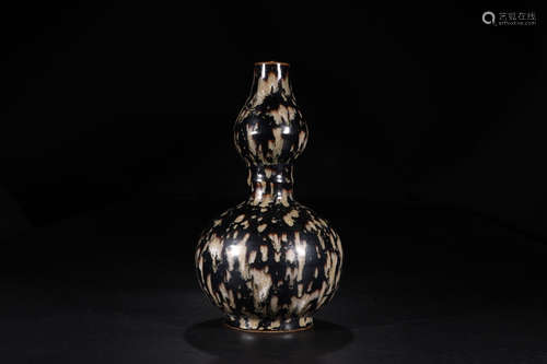 JIZHOU WARE BLACK AND BROWN GLAZED DOUBLE GOURD VASE