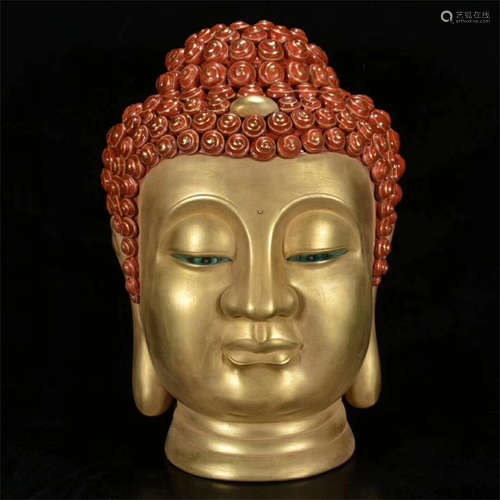 GILT BODHISATTVA HEAD SCULPTURE