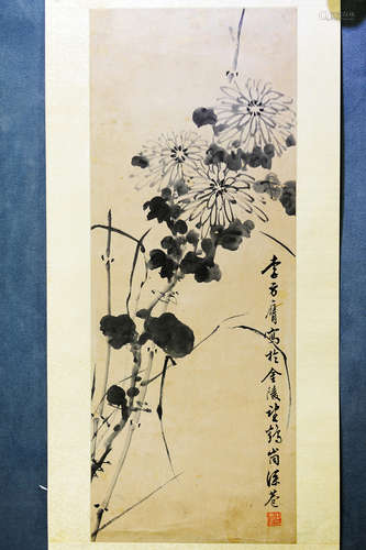 LI FANGYING: INK ON PAPER PAINTING 'CHRYSANTHEMUM FLOWERS'