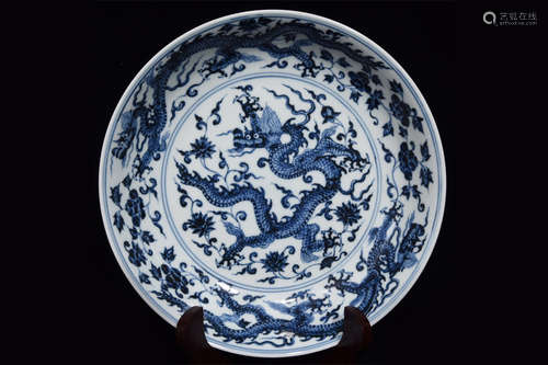 BLUE AND WHITE 'DRAGON' CHARGER