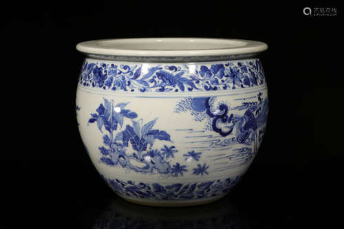 BLUE AND WHITE 'QILIN AND PHOENIX' JARDINIERE