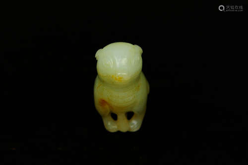 HETIAN JADE CARVED 'FOX' FIGURE