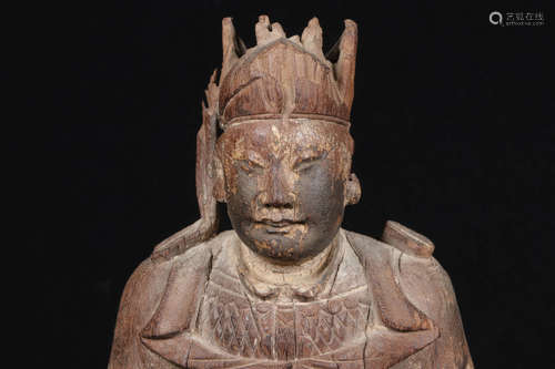 WOOD CARVED 'ERLANG SHEN' FIGURE