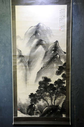 WU SHIXIAN: INK ON PAPER PAINTING 'LANDSCAPE SCENERY'