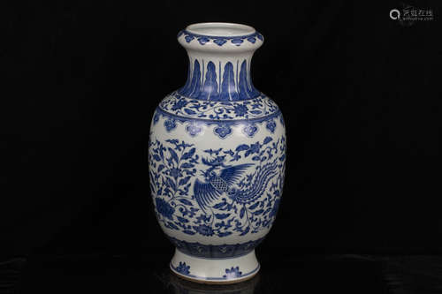 BLUE AND WHITE 'PHOENIX' VASE