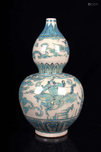 WUCAI 'PEOPLE' DOUBLE GOURD VASE