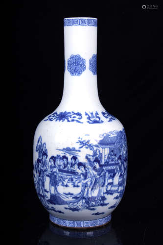 BLUE AND WHITE 'LADIES' VASE