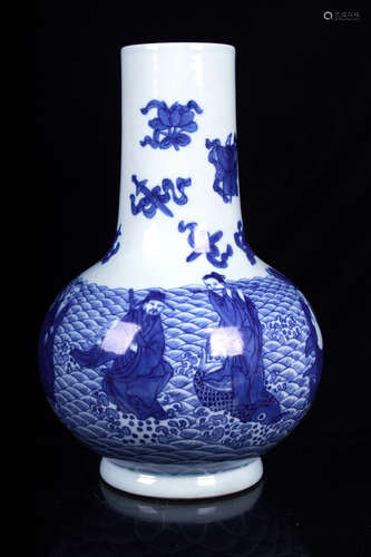 BLUE AND WHITE 'EIGHT IMMORTALS' VASE