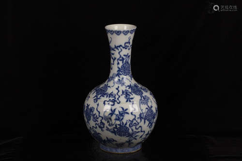 BLUE AND WHITE 'LONGEVITY' VASE